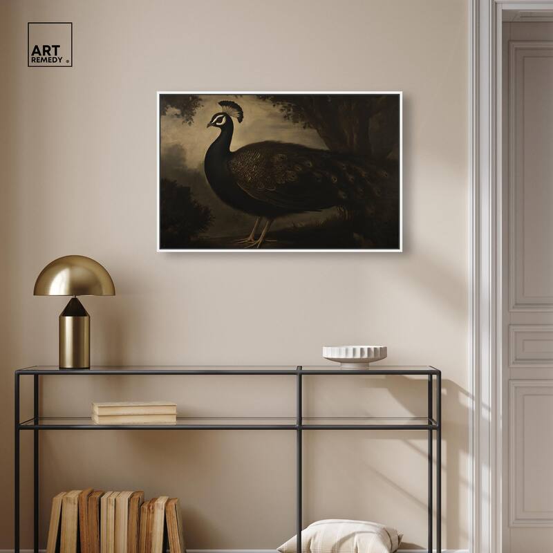 Peacock in Monotone Canvas by Art Remedy