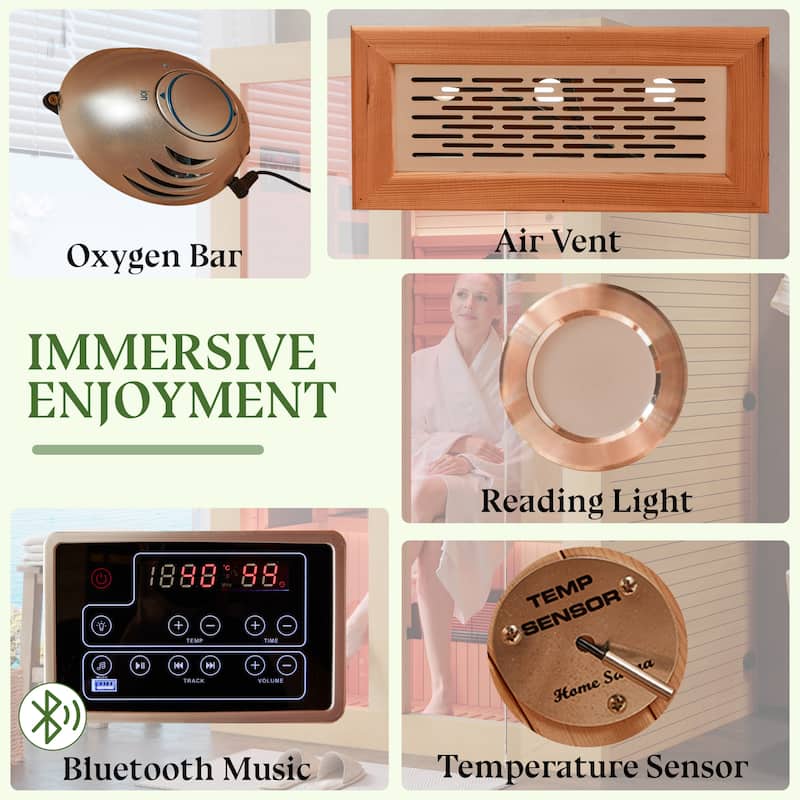 Hemlock Infrared Sauna with Red Light Therapy - Beauty Lamp & 15-Min Fast Warm-Up