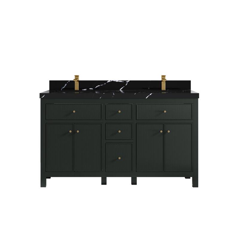 Willow Collections 60 in W x 22 in D Sonoma Free Standing Reeded Double Sink Bathroom Vanity with Countertop