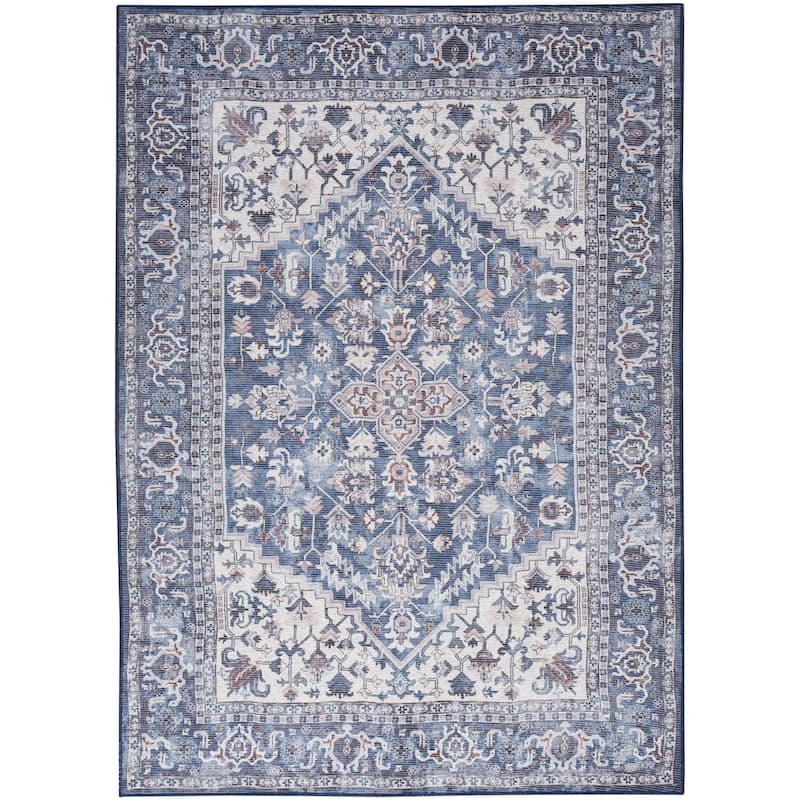 New Concept Washables Vintage Medallion Machine Washable Area Rug - 5' 3" x 7' 3" - Navy
