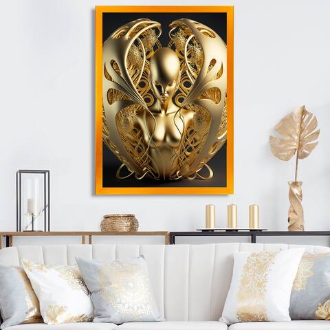 Designart "Golden Queen Of Consciousness III" Modern Woman Framed Art Print