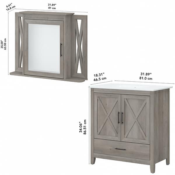 Key West 32W Bathroom Vanity Sink with Mirror by Bush Furniture On Sale Bed Bath & Beyond
