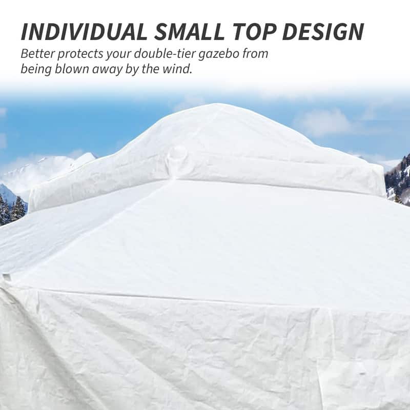 Domi 8' x 8' Universal Winter Gazebo Cover, All Season Waterproof Enclosed Cover with Sidewalls & Ventilated Mesh Windows, White