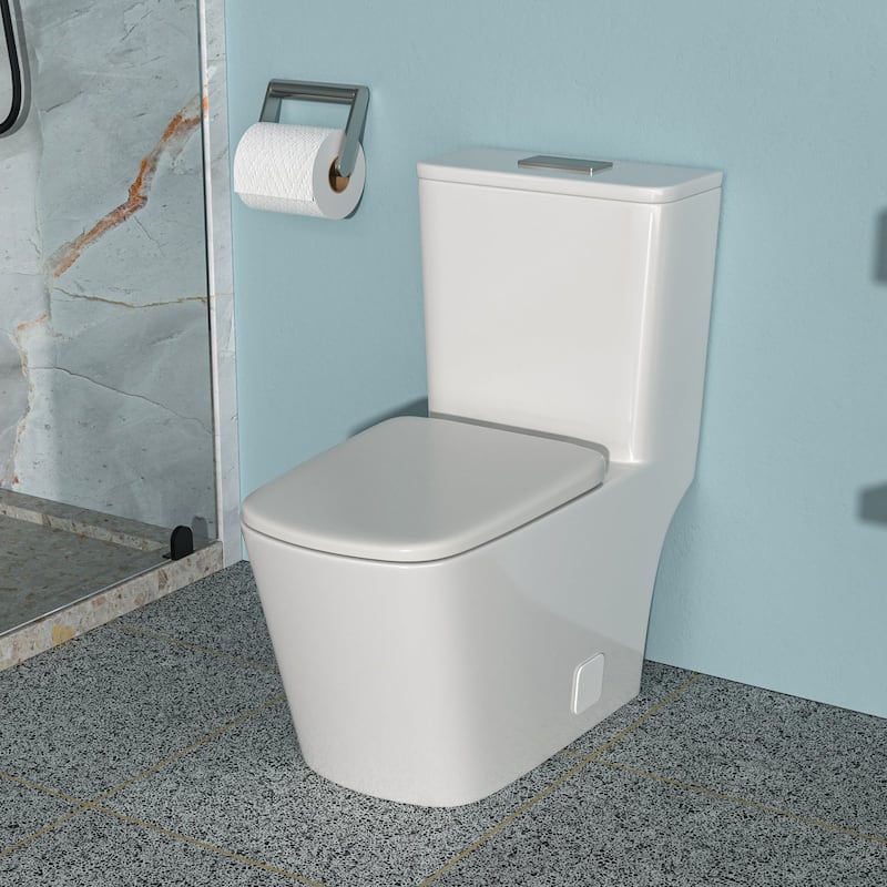 1-piece 1.6 GPF Dual Flush Elongated Toilet in White Seat Included - 27" x 14" x 30"