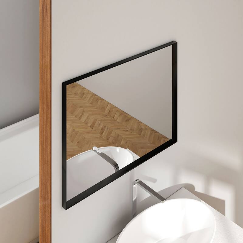 Organnice Rectangular Mirror Modern Black Frame Bathroom Vanity Mirror Clean Glass