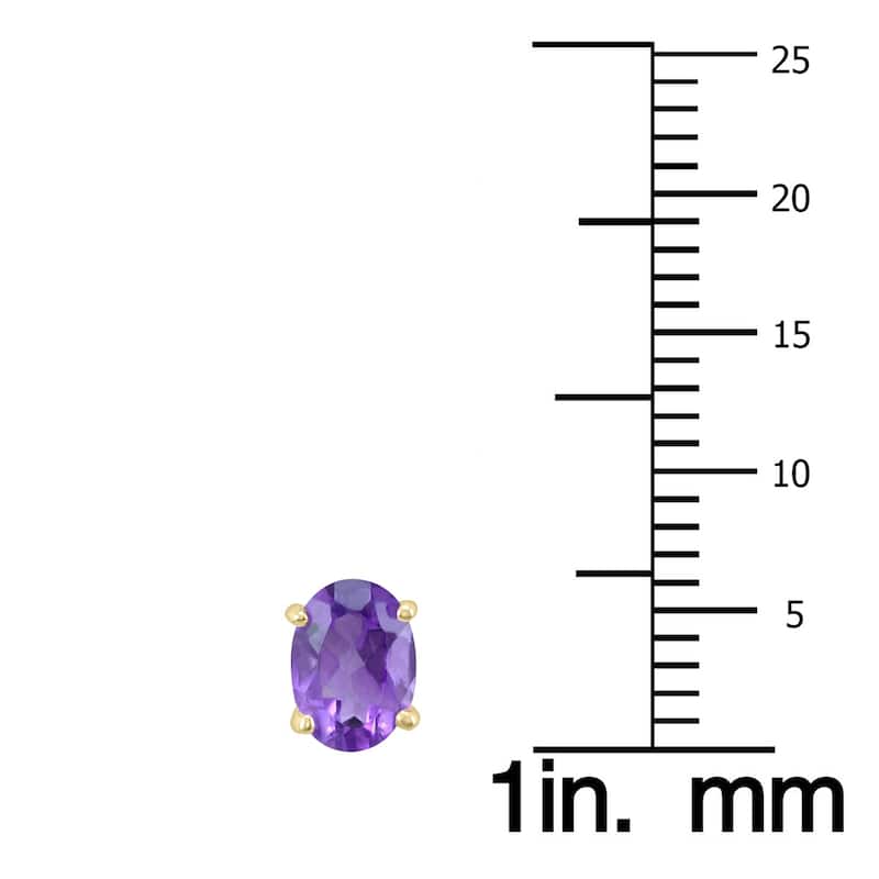 Marquee 14K Yellow Gold 6x4MM Oval Amethyst Earrings