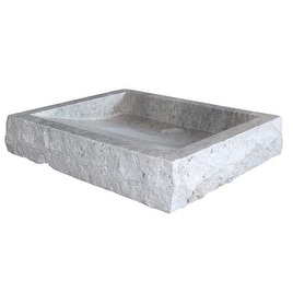 Chiseled Rectangular Natural Stone Vessel Sink - Antico Travertine