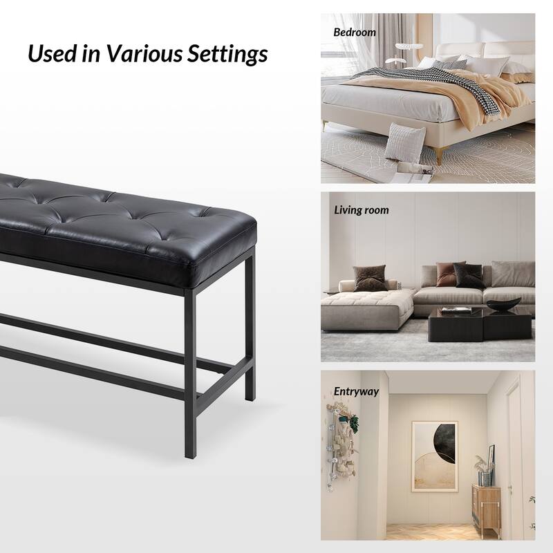 Horst 50 in.W Contemporary Upholstered Bench with Metal Legs by HULALA HOME