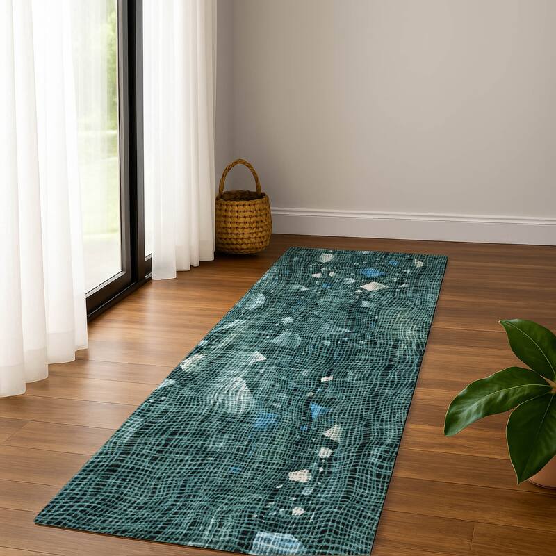 Premium Washable Super Soft Contempo Glam Mayfield Rug - Teal - 2'3" x 7'6"