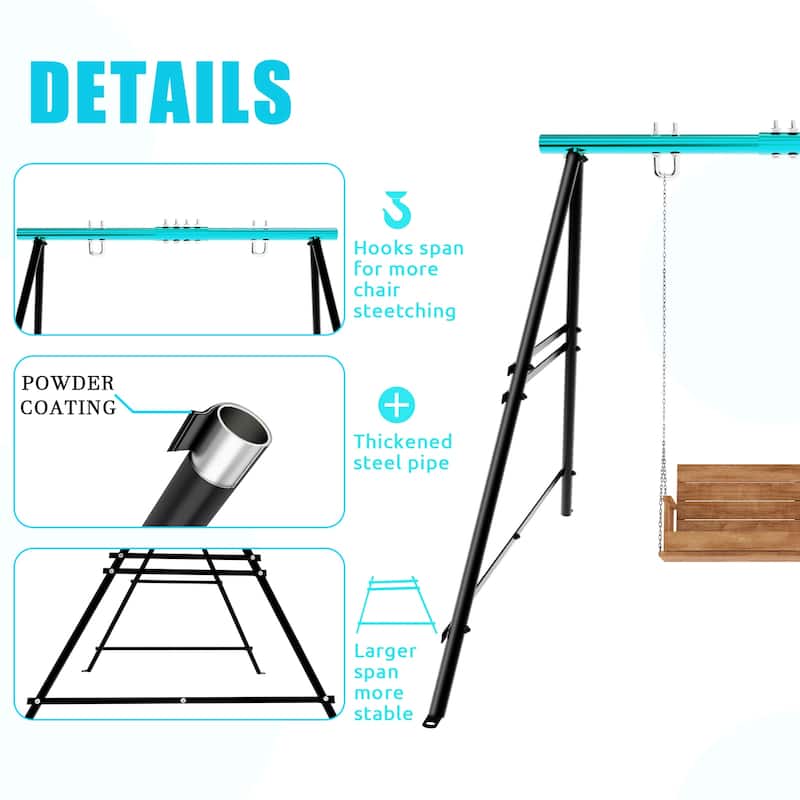Adjustable A-Frame Swing Stand Powder Coated Steel Indoor and Outdoor Hammock Chair Stand Supports Up to 550 Pounds - N/A