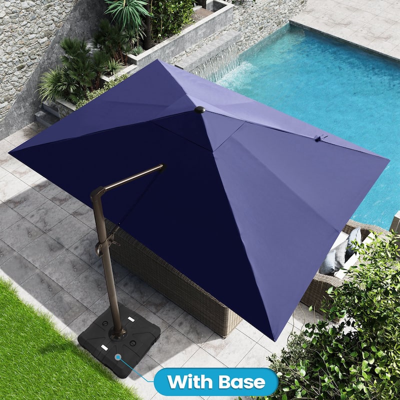 10 x 13 FT Outdoor Shade Canopy Patio Cantilever Offset Umbrella with Base