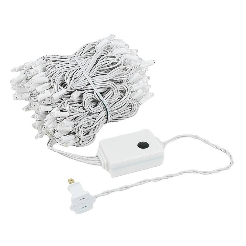 140 Light LED Chasing Christmas Mini Light Set, Warm White, White Wire, 46.5' - Warm White
