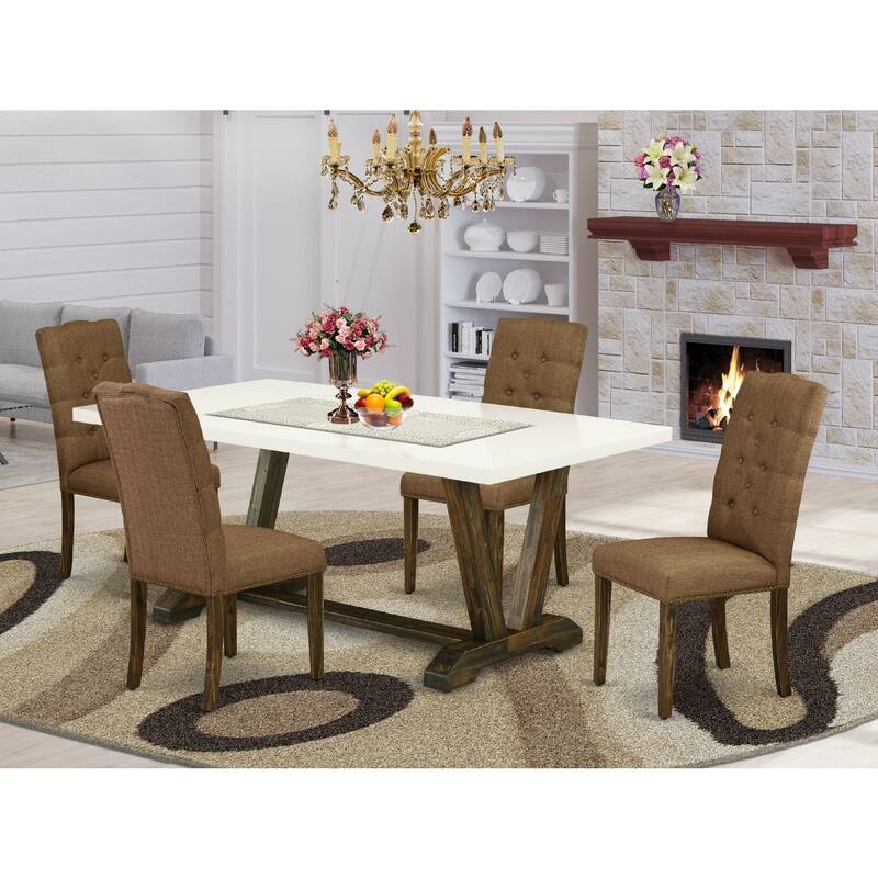 Dining Room Table Set 5 Piece Modern Dinette Set with 4 Parson Chairs - 72