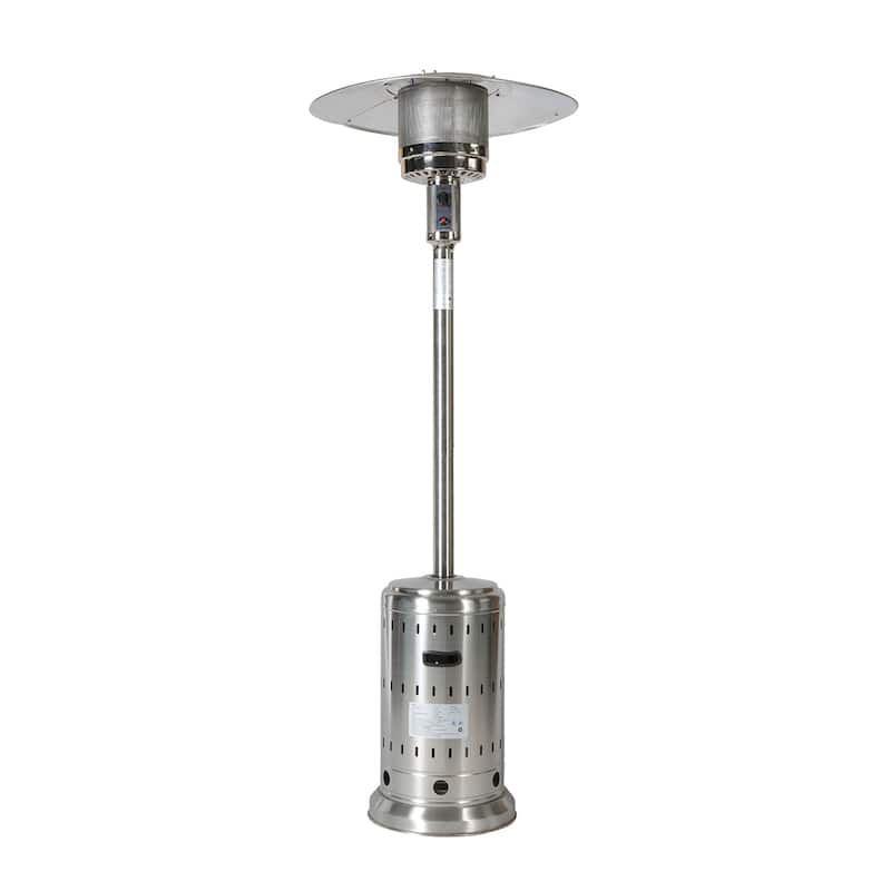 Outdoor 48,000 BTU Propane Patio Heater with Wheels and Cover, Stainless Steel Burner for outdoor use, Triple Protection System