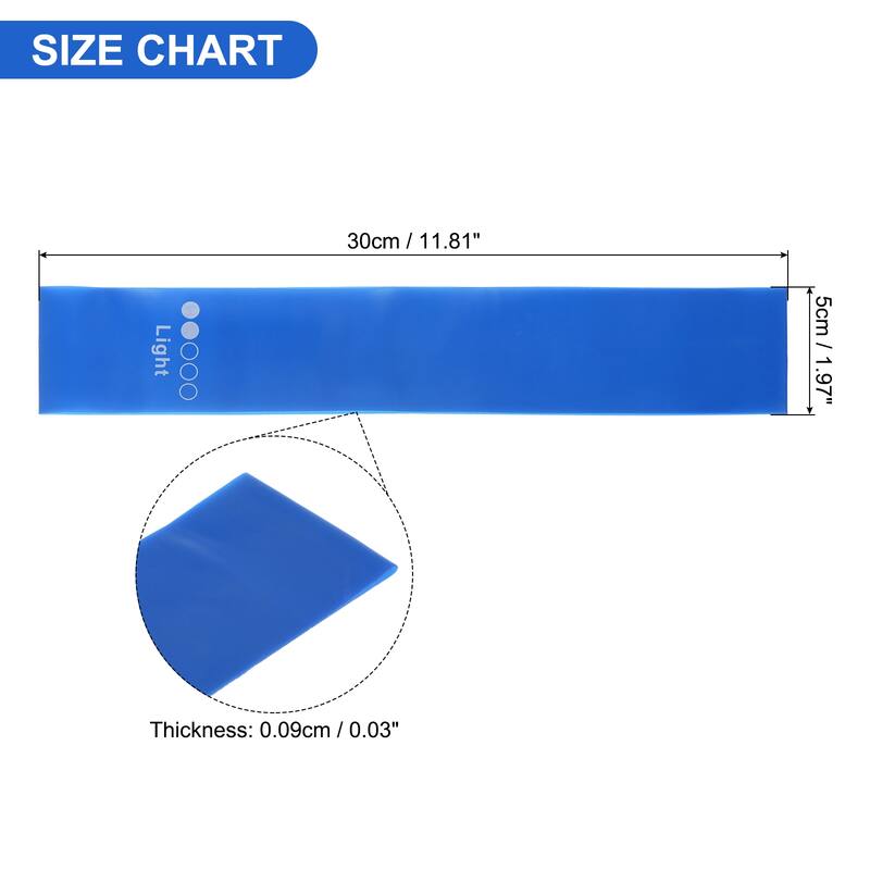 10Pcs Resistance Loop Exercise Bands 12" Fitness Elastic Workout Bands - Blue - 30x5x0.05cm