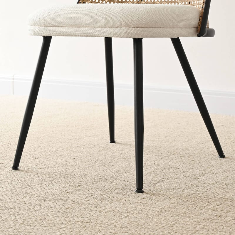Upholstered Dining Chairs With Faux Rattan Back(Set of 2)
