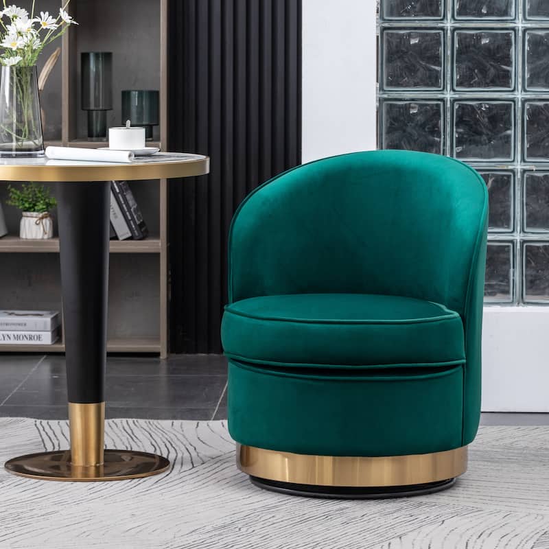 Roundhill Furniture Wania Contemporary Velvet Swivel Chair, Blue - Green