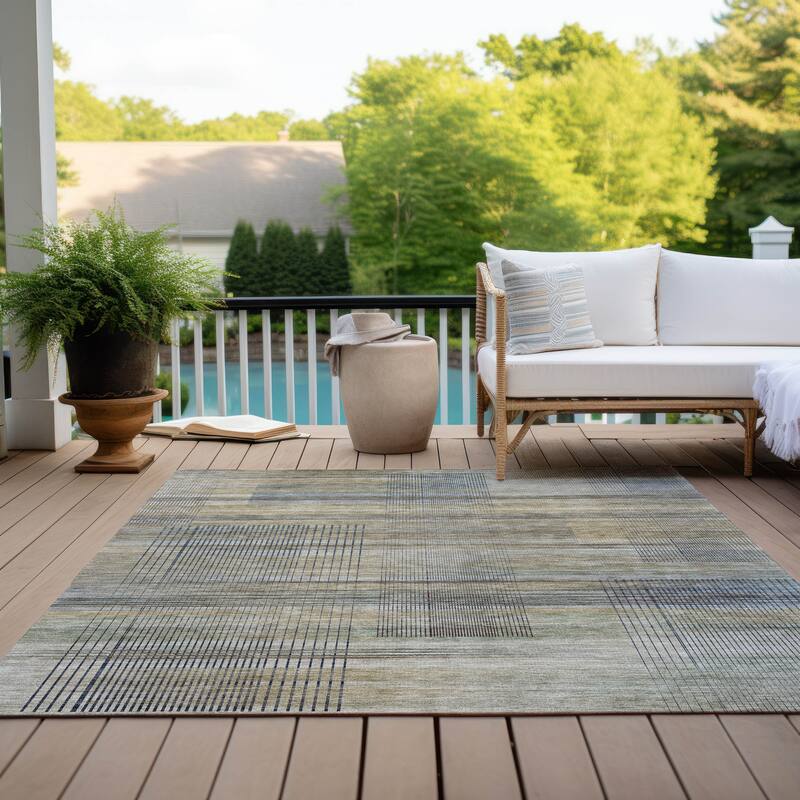 Machine Washable Indoor/ Outdoor Chantille Contemporary Imprints Rug