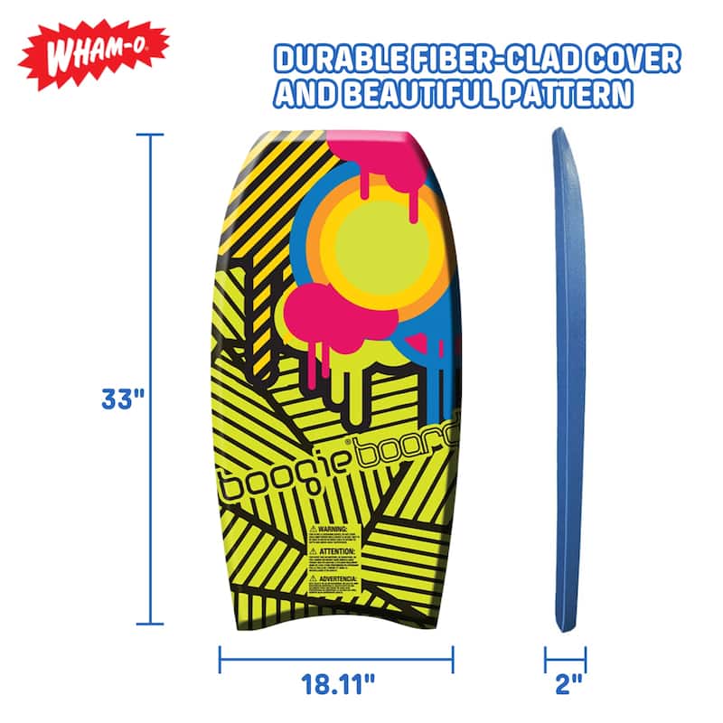Wham-O Bodyboard with EPS Core Wrist Leash 37" Lightweight Boogie Boards Durable for Beach All Wave Conditions - Yellow
