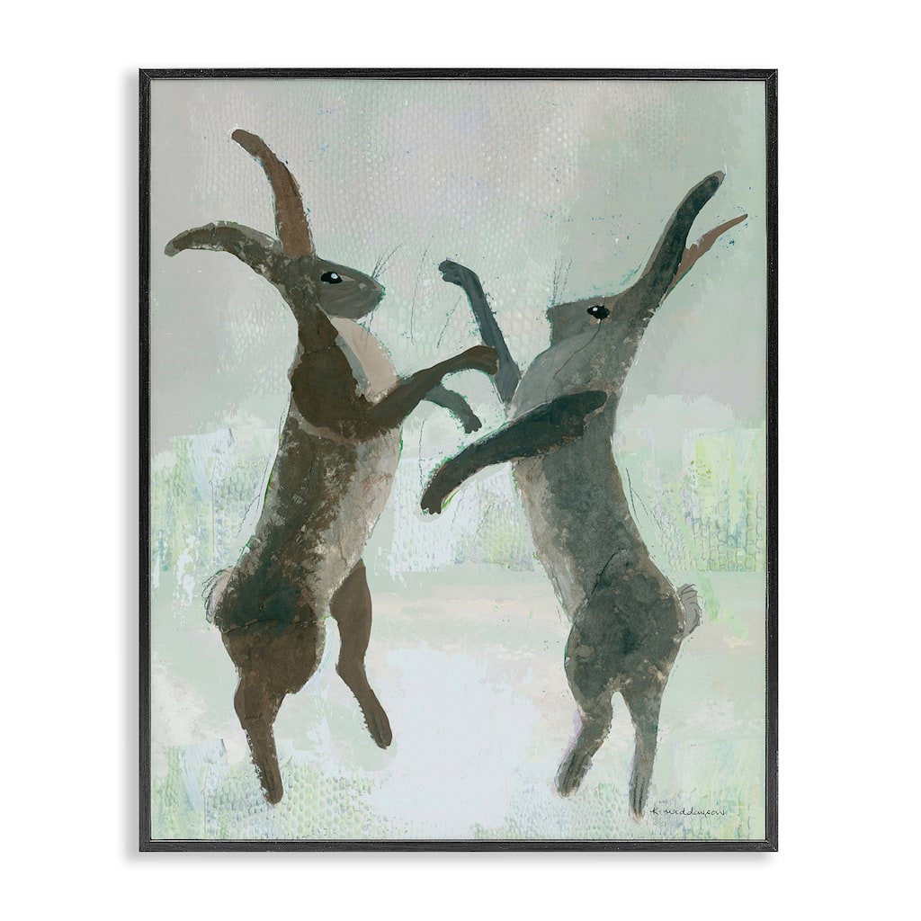 Stupell Boxing Hares Impression Framed Giclee Art Design By Kay Widdowson