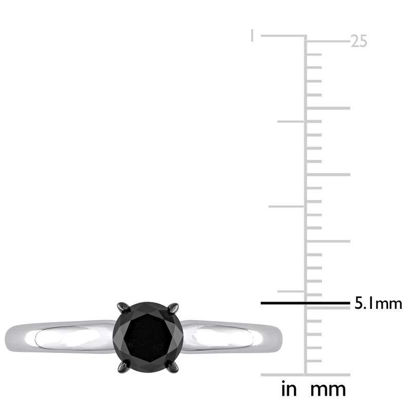 Miadora 3/4ct TDW Black Diamond Solitaire Engagement Ring in 14k White Gold