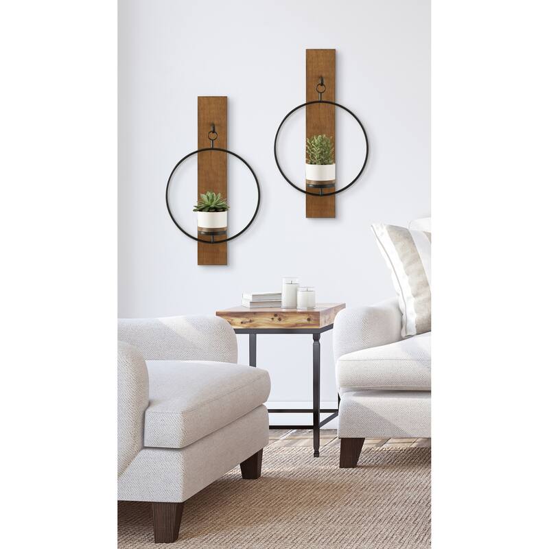 Kate and Laurel Maxfield Wood and Metal Wall Sconce - 13x24