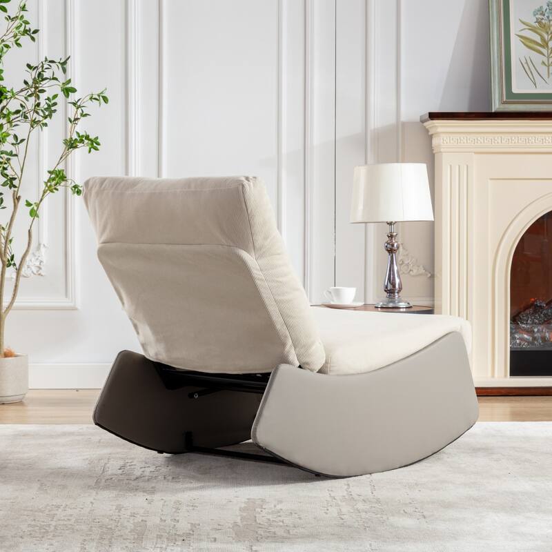 Modern Rocking Chair Recliner with Adjustable Backrest and Footrest,Comfy Rocker Nursery,Corduroy Accent Chair with Metal Frame