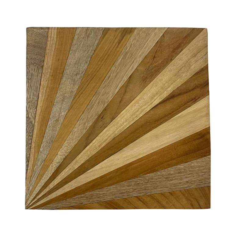 Sunray Style Wooden Box - 8" - Brown and Beige