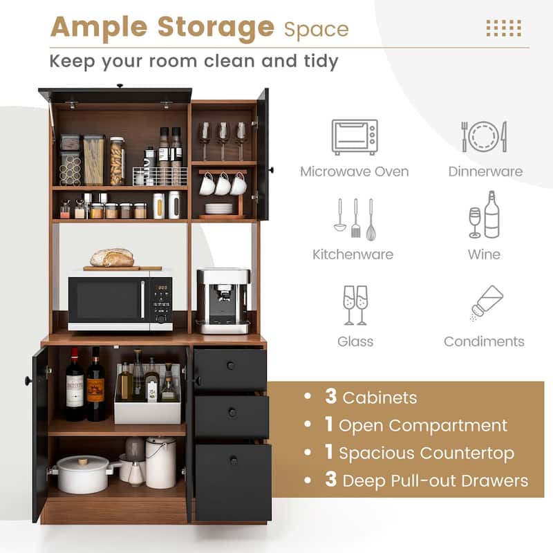 Costway 71'' Tall Kitchen Pantry Buffet Hutch Freestanding Storage