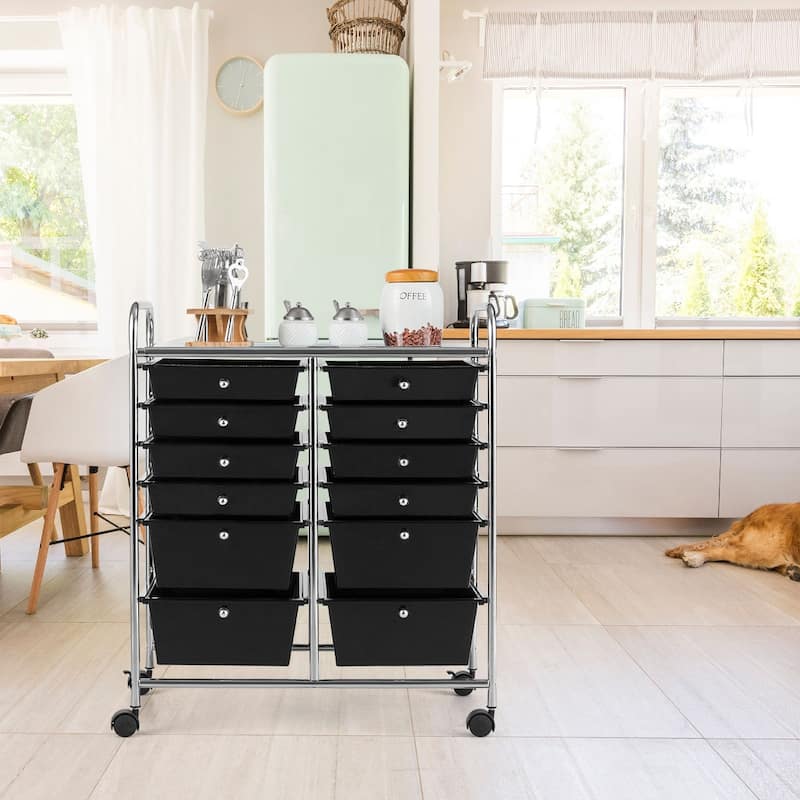 12-Drawers Rolling Storage Cart with Organizer Top - See Details
