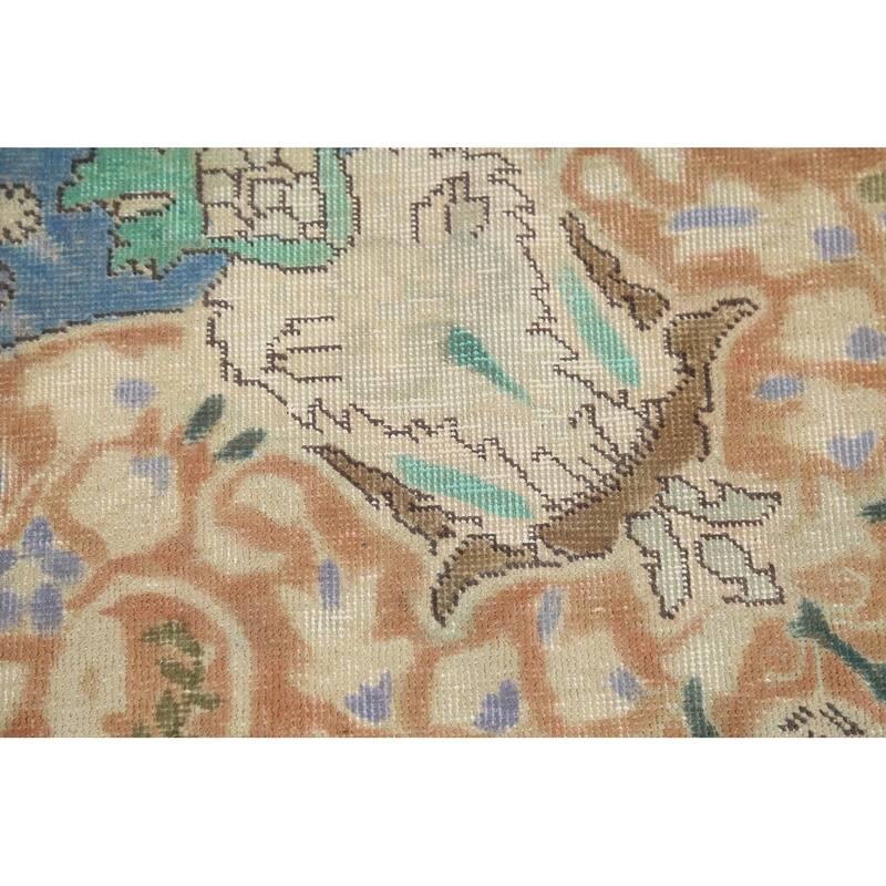 Blue Tabriz Persian Vintage Rug Hand-Knotted Wool Carpet - 9'6"x 12'9"