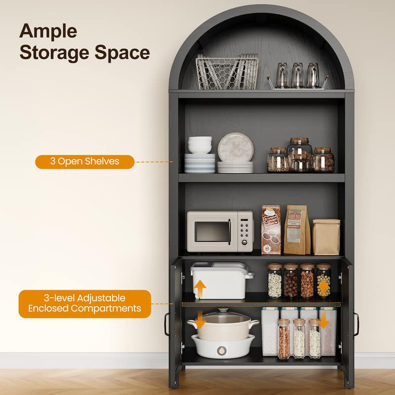Arched storage cabinet with Rattan Doors