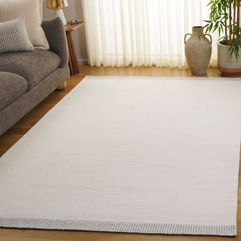 SAFAVIEH Handmade Vermont Tomaida Wool Rug - Ivory/Grey - 4' x 6'