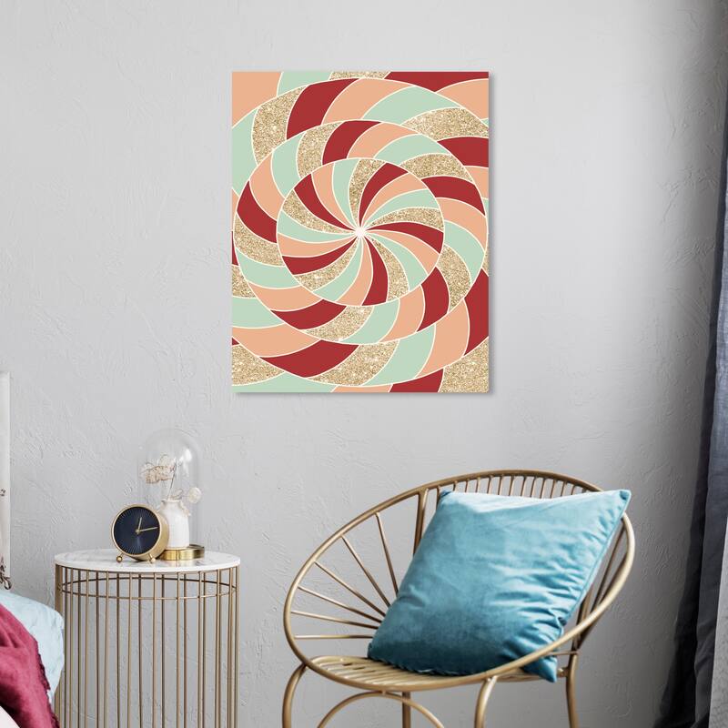 Wynwood Studio Canvas Holiday and Seasonal Christmas Candy Swirl Gold Glam Wall Art Canvas Print - 20 x 24