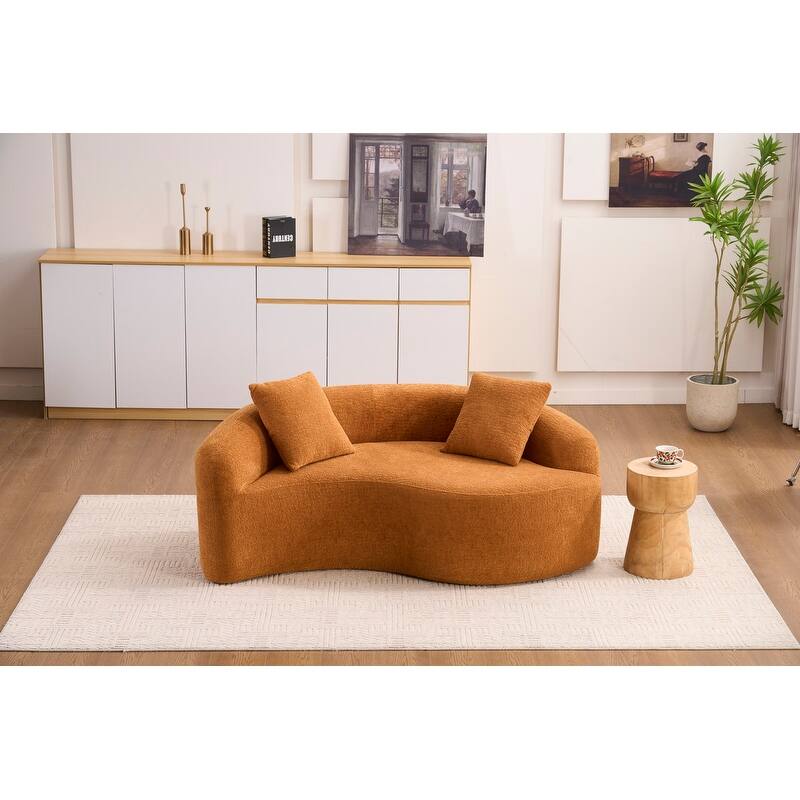 Single S-Curved Chenille Sofa Chair, No Assembly