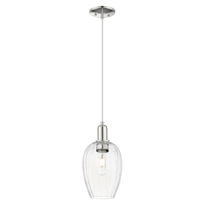 Innovations Lighting Downtown Urban - Preston - 1 Light 6" Flute Shade Cord Hung Mini Pendant - Clear Shade/Polished Nickel