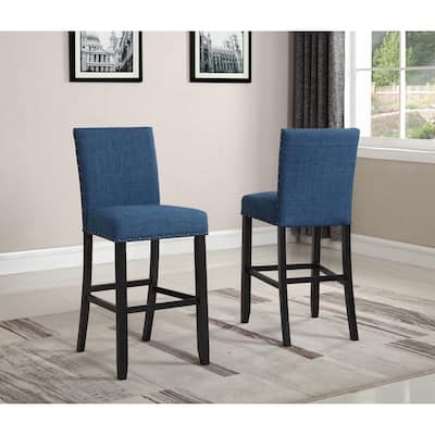 Fabric Bar Stools with Nailhead Trim (Set of 2)