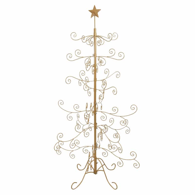 Sunnydaze Noelle Metal Christmas Ornament Tree - 60 Inch - Gold