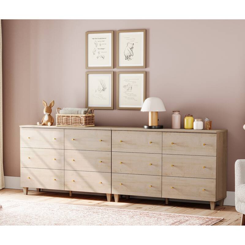 Wood Dresser with 6 Drawers for Bedroom, Closet, Nursery
