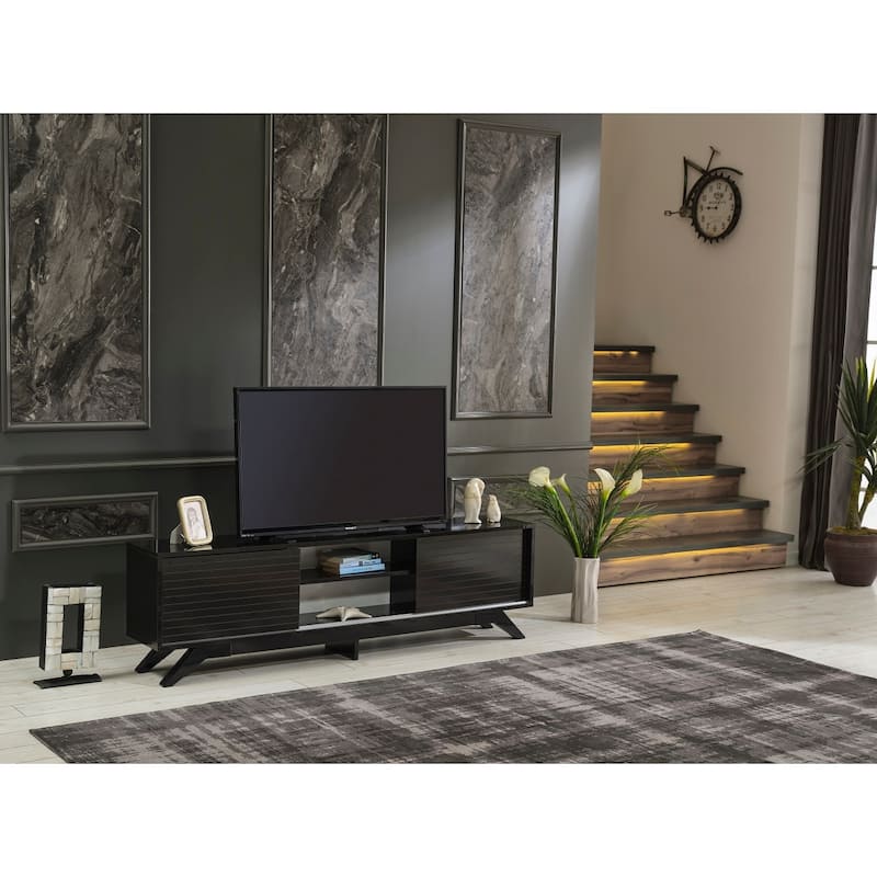 Durema Mid-century Modern TV Stand - Black