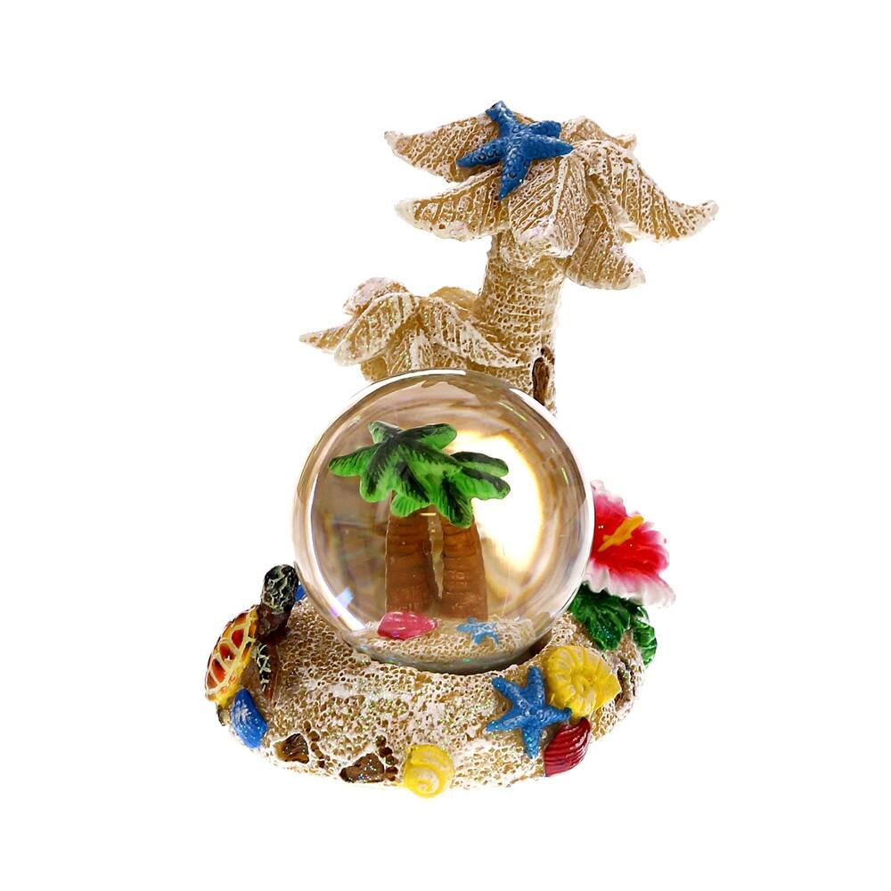CoTa Global Beach Palm Tree Snow Globe with Sparkling Glitter - Bed