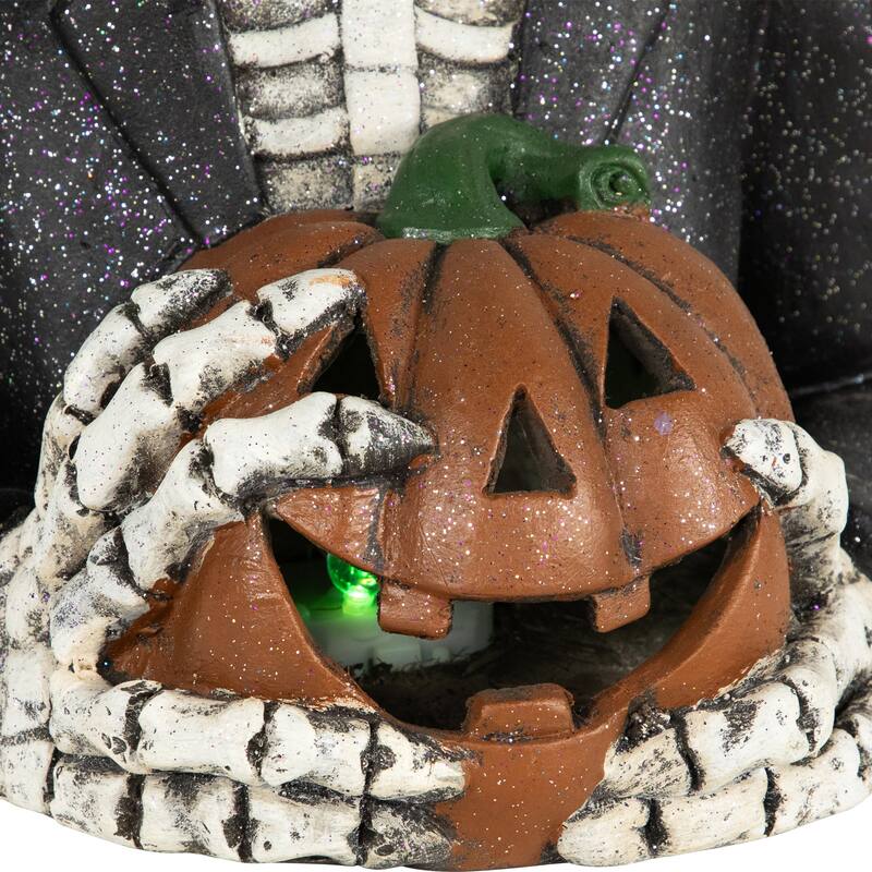 LED Lighted Skeleton with Jack-O-Lantern Halloween Decoration - 23.5"