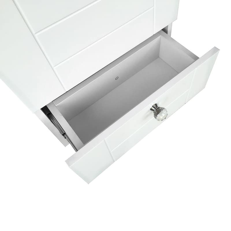 17.75" White Wallmount Bathroom Vanity with Sink, Faucet, Drain and Overflow (Set of 2)