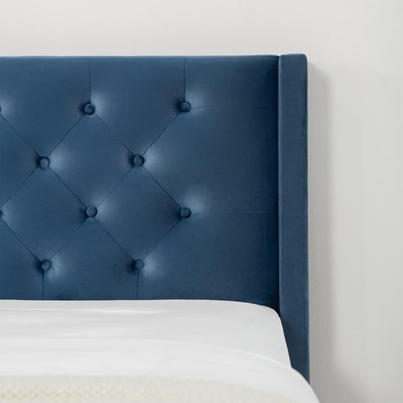 Eleanor Upholstered Platform Bed Frame with Vertical Stripe Headboard