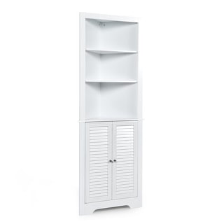 Corner Storage Cabinet, Corner Hutch Cabinet with Shutter Doors and ...