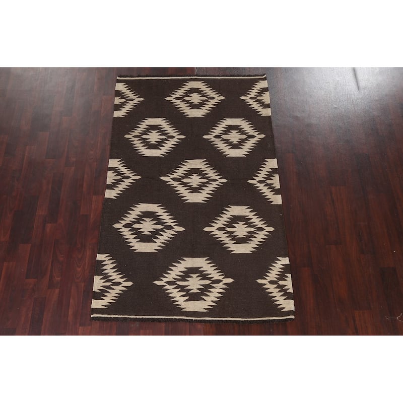 Natural Dye Kilim Tribal Geometric Oriental Wool Area Rug Flat-weave - 4'7" x 7'3"