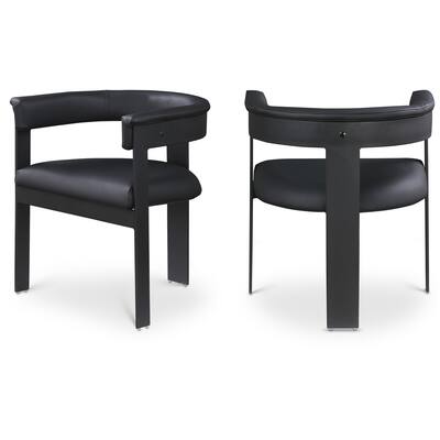 Romeo Vegan Leather Dining Chair, Matte Black Finish, Set Of 2