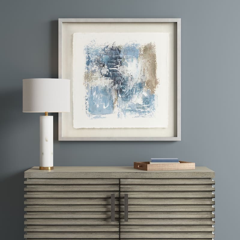 Madison Park Ashlar Hand Painted Abstract Framed Glass and Matted Wall Art - 25.50 x 25.50