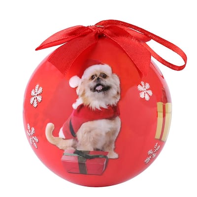 Pomeranian Puppy Dog Christmas Ball Ornament