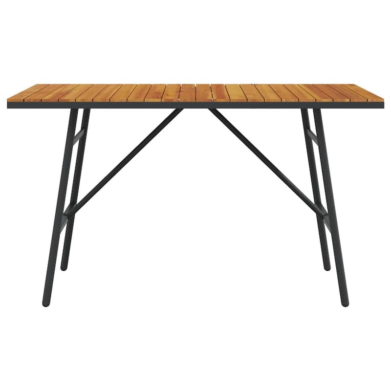 vidaXL Dining Table - Black, 43.3x21.7x24.4 in, Made from Solid Acacia Wood - 43.3 x 21.7 x 24.4 in
